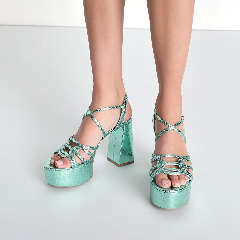 Chinese Laundry Mint Metallic Platform Heels NEW Size 7.5